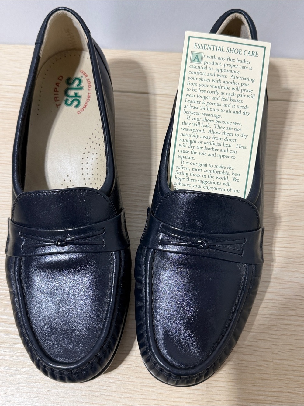 SAS Women's Navy Leather Penny Loafers